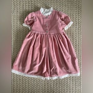 Pink cotton / velvet dress with lace details, Amaia London, size 4